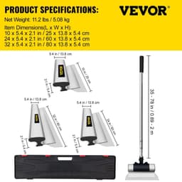 image-VEVOR Skimming Blade Set,10"+24"+32" Blades + 35"-78" Extension Handle,European Stainless Steel Construction Knife, Aluminum Blade Profile Smoothing Knockdown Spatula for Gyprock/Drywall/Wall-Boa