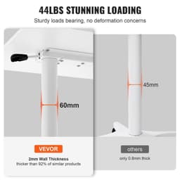 image-VEVOR Mobile Standing Desk, 28.5"-44.2" Gas-Spring Height Adjustable Sit-Stand Desk, 360° Swivel Wheels (2 Lockable) Portable Rolling Laptop Table Computer Cart for Home Office School, 44LBS Loading