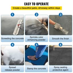 image-VEVOR Concrete Texturing Skin, 24"x24" Concrete Stamps Mats Set, Polyurethane Concrete Stamping Mats, Slate Concrete Stamps, 4 PCS Realistic Concrete Texture Mat, Concrete Stamps for Walls/Floors