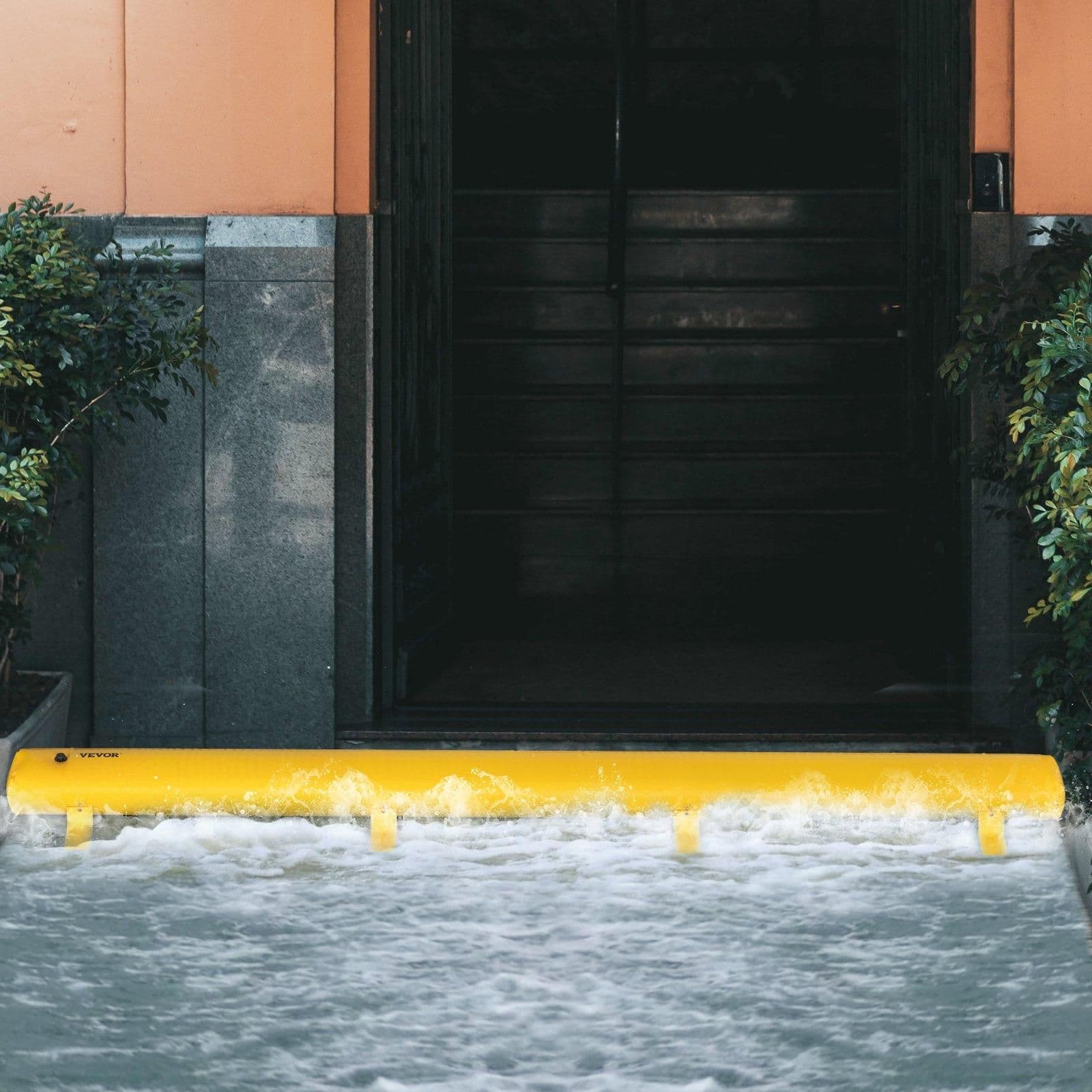 image-VEVOR Flood Bag, 24 ft Length x 12 in Height, Reusable PVC Water Diversion Tubes, Lightweight with Excellent Waterproof Effect Used for Doorways, Garages, Yellow