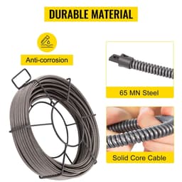 image-VEVOR Drain Cleaning Cable 100 Feet x 1/2 Inch Solid Core Cable Sewer Cable Drain Auger Cable Cleaner Snake Clog Pipe Drain Cleaning Cable Sewer Drain Auger Snake Pipe