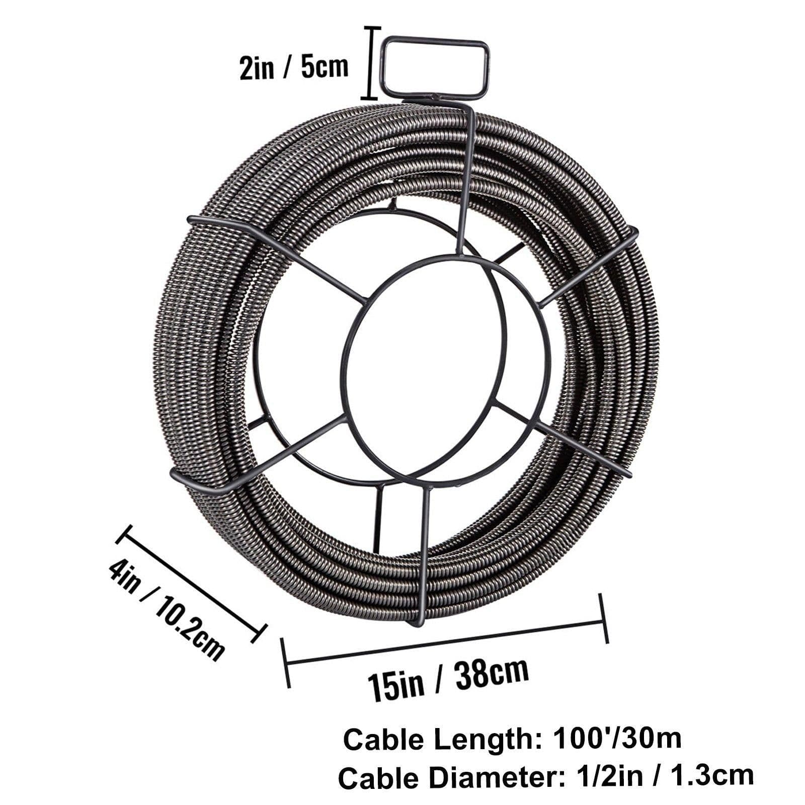 image-VEVOR Drain Cleaning Cable 100 Feet x 1/2 Inch Solid Core Cable Sewer Cable Drain Auger Cable Cleaner Snake Clog Pipe Drain Cleaning Cable Sewer Drain Auger Snake Pipe