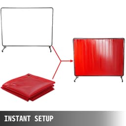 image-VEVOR Welding Screen with Frame 8' x 6', Welding Curtain with 4 Wheels, Welding Protection Screen Red Flame-Resistant Vinyl, Portable Light-Proof Professional