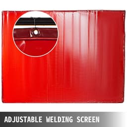 image-VEVOR Welding Screen with Frame 8' x 6', Welding Curtain with 4 Wheels, Welding Protection Screen Red Flame-Resistant Vinyl, Portable Light-Proof Professional