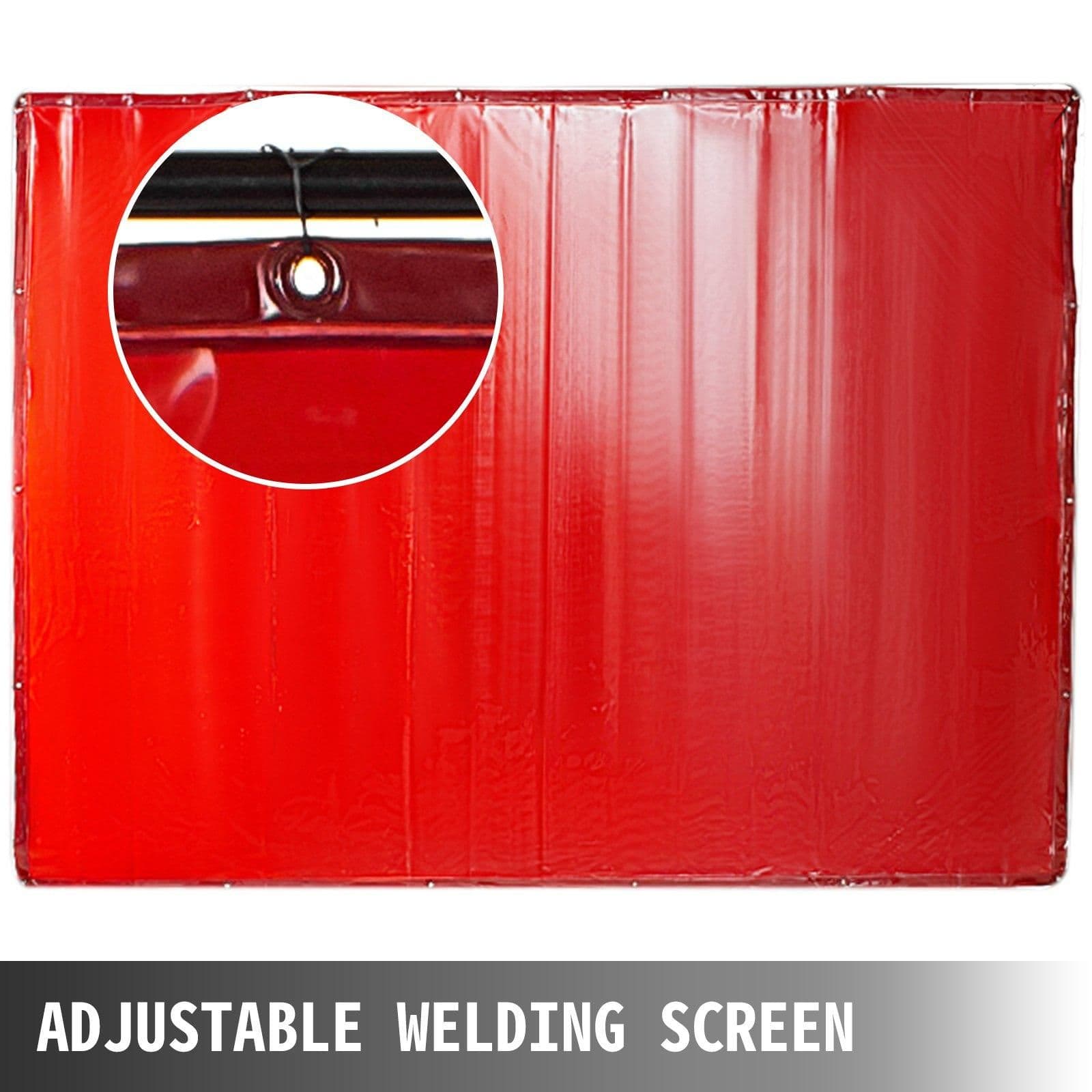 image-VEVOR Welding Screen with Frame 8' x 6', Welding Curtain with 4 Wheels, Welding Protection Screen Red Flame-Resistant Vinyl, Portable Light-Proof Professional
