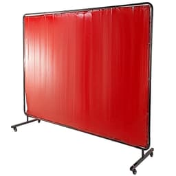 image-VEVOR Welding Screen with Frame 8' x 6', Welding Curtain with 4 Wheels, Welding Protection Screen Red Flame-Resistant Vinyl, Portable Light-Proof Professional