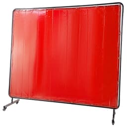image-VEVOR Welding Screen with Frame 8' x 6', Welding Curtain with 4 Wheels, Welding Protection Screen Red Flame-Resistant Vinyl, Portable Light-Proof Professional