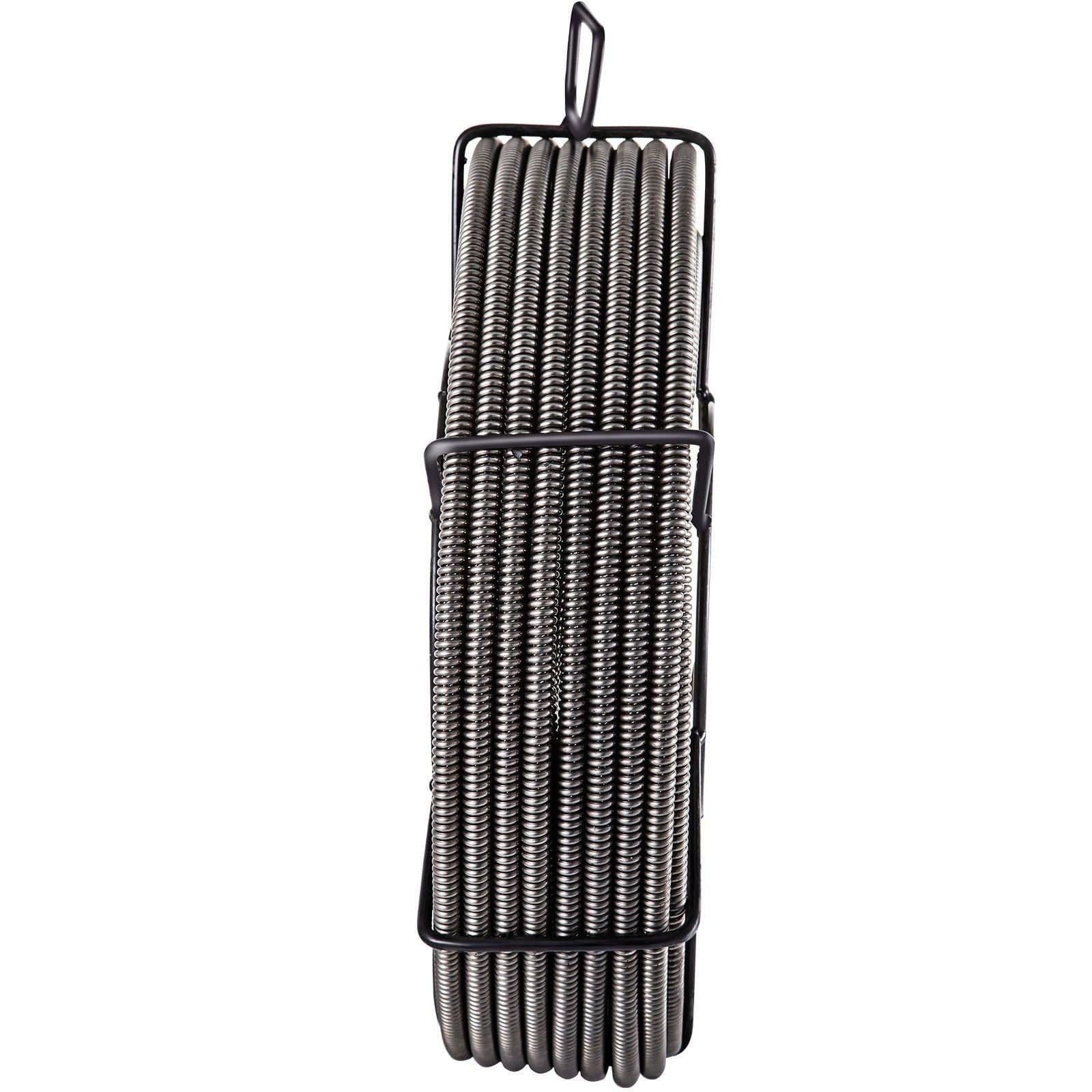 image-VEVOR Drain Cleaning Cable 100 FT x 3/8 Inch, Solid Core Steel Sewer Cable with 4 Cutter for 2" to 4" Pipes, Sewer Auger Cleaner Cable for Sink, Floor Drain, Toilet