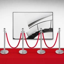 image-VEVOR Crowd Control Stanchion, Set of 4 Pieces Silver Stanchion Set, Stanchion Set with 5 ft/1.5 m Red Velvet Rope, Crowd Control Barrier