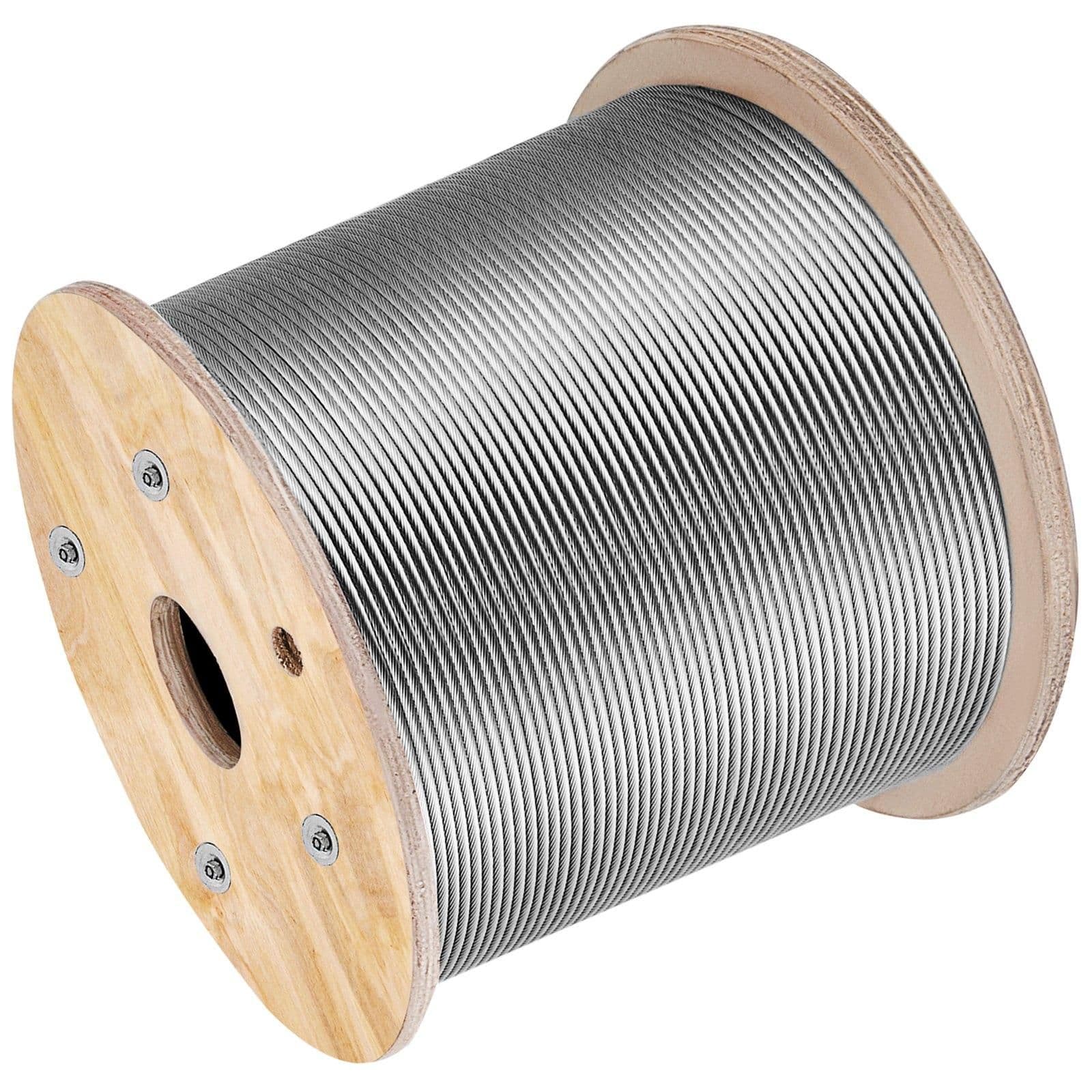 image-VEVOR Stainless Steel Cable 3/16"x 1000ft, T316 Marine Grade Deck Cable Railing, 1x19 Strands Construction Braided Aircraft Cable for Deck Rail String Lights Hanging Porch Fence DIY Baluster