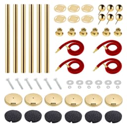 image-VEVOR 6 PCS Gold Stanchions Posts Stainless Steel Stanchion Queue Post Red Rope Retractable 38In for Both Indoor and Outdoor use.