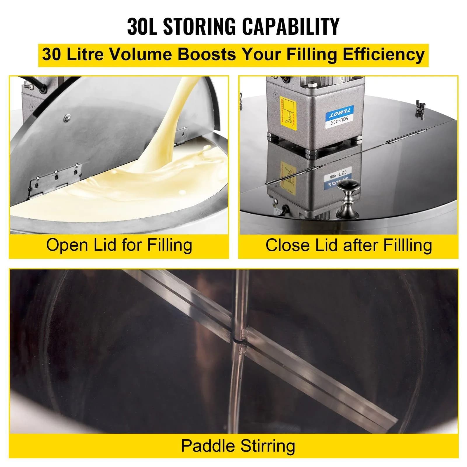image-VEVOR Heating Mixing Filling Machine, 30L/7.9 Gal Lipstick Filling Machine, 35W Lipstick Filler, Heating and Stirring Filling Machine with Stirrer for Cosmetics, Drink, Lipstick, Wax and Nail Polish
