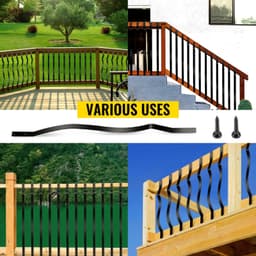 image-VEVOR Deck Balusters, 61 Pack Metal Deck Spindles, 29.5"x1" Staircase Baluster with Screws, Aluminum Alloy Deck Railing for Wood and Composite Deck, Stylish Baluster for Outdoor Stair Deck Porch