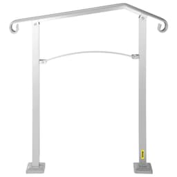 image-VEVOR Outdoor Stair Railing, Fit 2 or 3 Steps Alloy Metal Handrailing, Front Porch Flexible Transitional Handrail, Arch Step Rail with Installation Kit, for Concrete or Wooden Stairs, Silver