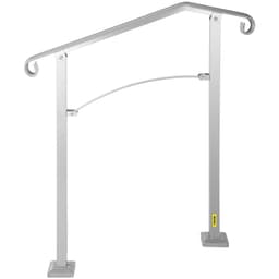 image-VEVOR Outdoor Stair Railing, Fit 2 or 3 Steps Alloy Metal Handrailing, Front Porch Flexible Transitional Handrail, Arch Step Rail with Installation Kit, for Concrete or Wooden Stairs, Silver