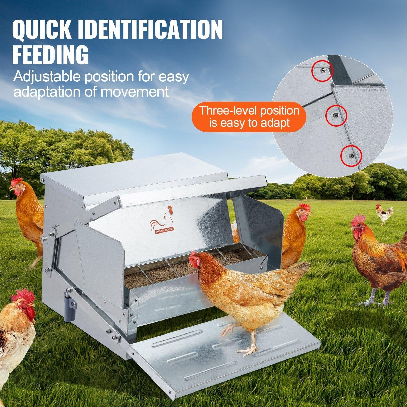 image-VEVOR Automatic Chicken Feeder - 25 lbs Galvanized Steel