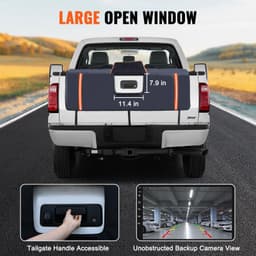 image-VEVOR Tailgate Bike Pad, 53" Truck Tailgate Pad Carry 5 Mountain Bikes, Upgraded Grooves Tailgate Protection Pad with Reflective Strips and Tool Pockets, with Camera Opening for Mid-Size Pickup Trucks