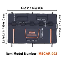 image-VEVOR Tailgate Bike Pad, 53" Truck Tailgate Pad Carry 5 Mountain Bikes, Upgraded Grooves Tailgate Protection Pad with Reflective Strips and Tool Pockets, with Camera Opening for Mid-Size Pickup Trucks