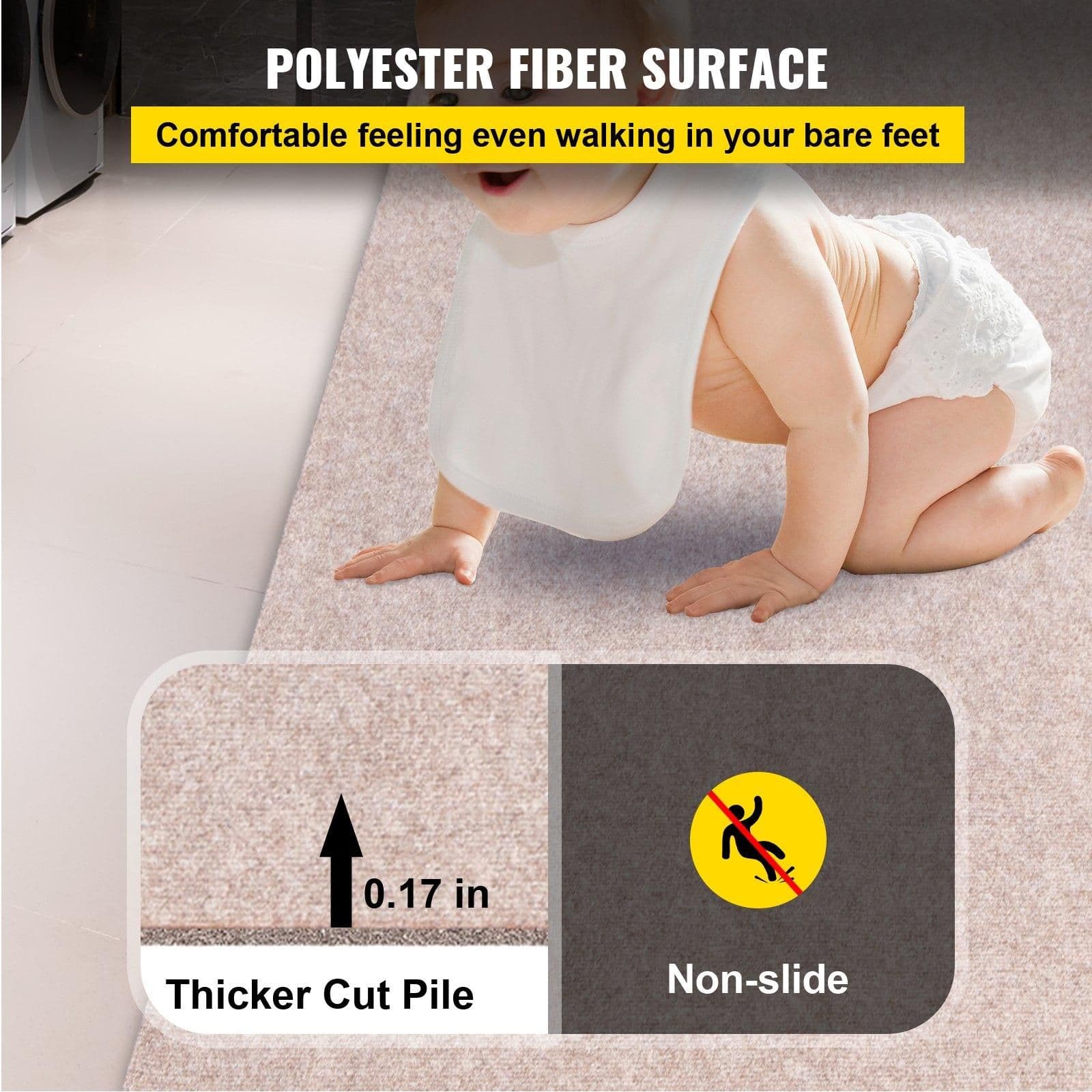 image-VEVOR Boat Carpet, 6 ft x 18 ft Marine Carpet for Boats, Waterproof Light Brown Carpet with Marine Backing Anti-Slide Marine Grade Boat Carpet Cuttable Easy to Clean Patio Rugs Deck Rug