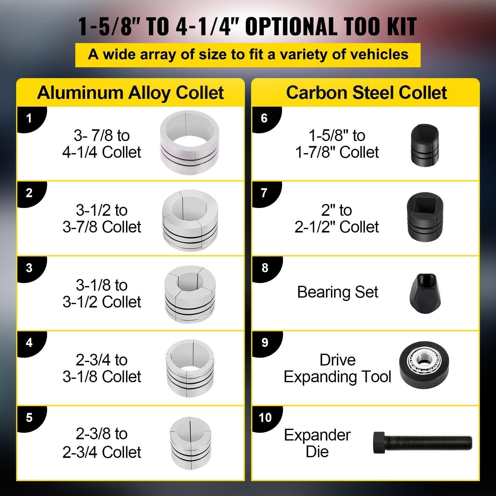 image-VEVOR Pipe Stretcher Kit, Exhaust Pipe Stretcher Kit 1-5/8" to 4-1/4", Exhaust Pipe Expander Kit for Tail Pipe Tube, Exhaust Pipe Expander Tool with Storing Case, 7 Pcs Pipe Expander, Exhaust Stretc