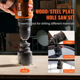 image-VEVOR Hole Saw Kit, 18 PCS Saw Blades, 6 Drill Bits, 1 Hex Wrench, General Purpose Size from 3/4" to 4-1/2", Bi Metal M42 Hole Saw Set with Carrying Case, Ideal for Wood Board, Plastic and Iron Plate