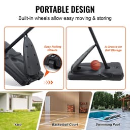 image-VEVOR Basketball Hoop, 7.6-10 ft Adjustable Height Portable Backboard System, 54 inch Basketball Hoop & Goal, Kids & Adults Basketball Set with Wheels, Stand, and Fillable Base, for Outdoor/Indoor
