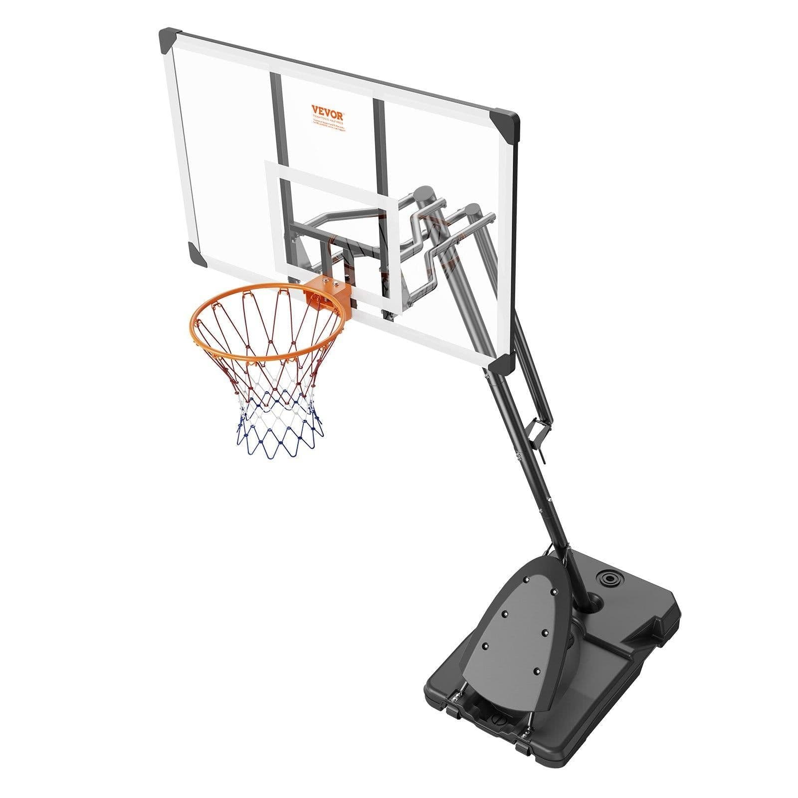 image-VEVOR Basketball Hoop, 7.6-10 ft Adjustable Height Portable Backboard System, 54 inch Basketball Hoop & Goal, Kids & Adults Basketball Set with Wheels, Stand, and Fillable Base, for Outdoor/Indoor