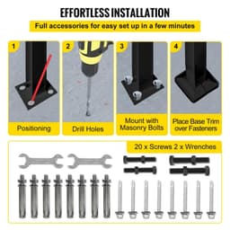 image-VEVOR Handrails for Outdoor Steps, Fit 1 or 2 Steps Outdoor Stair Railing, Arch#1 Wrought Iron Handrail, Flexible Porch Railing, Black Transitional Handrails for Concrete Steps or Wooden Stairs