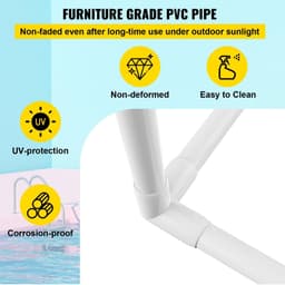 image-VEVOR Towel Rack, 5 Bars Outdoor PVC Towel Holder, Freestanding Pool Towel Hanger Stand with Clips, Bag & Hook, Outdoor Indoor Quilt Drying Rack Organizer, Ideal for Poolside, Bathroom, Spa, White