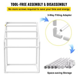 image-VEVOR Towel Rack, 5 Bars Outdoor PVC Towel Holder, Freestanding Pool Towel Hanger Stand with Clips, Bag & Hook, Outdoor Indoor Quilt Drying Rack Organizer, Ideal for Poolside, Bathroom, Spa, White