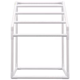 image-VEVOR Towel Rack, 5 Bars Outdoor PVC Towel Holder, Freestanding Pool Towel Hanger Stand with Clips, Bag & Hook, Outdoor Indoor Quilt Drying Rack Organizer, Ideal for Poolside, Bathroom, Spa, White