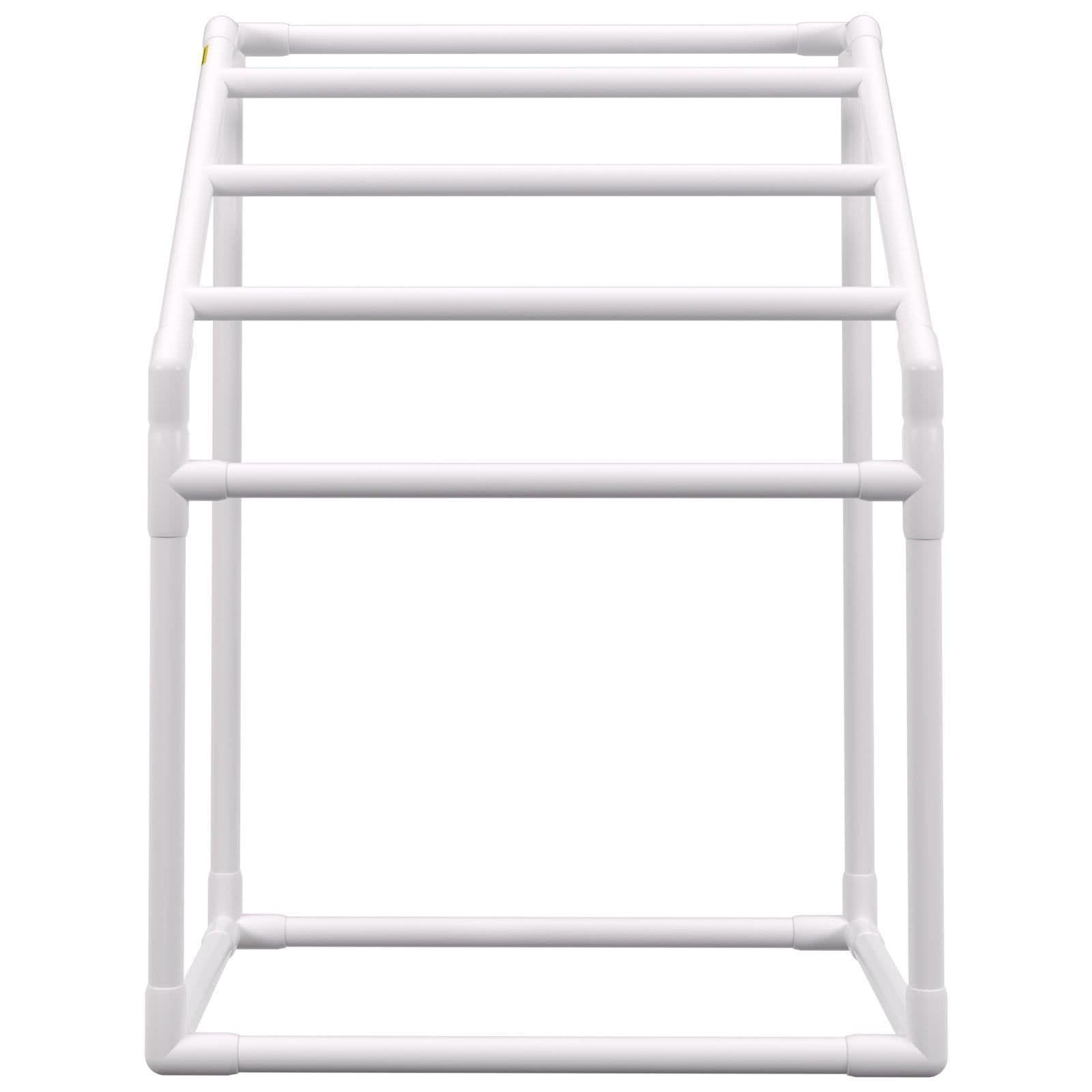 image-VEVOR Towel Rack, 5 Bars Outdoor PVC Towel Holder, Freestanding Pool Towel Hanger Stand with Clips, Bag & Hook, Outdoor Indoor Quilt Drying Rack Organizer, Ideal for Poolside, Bathroom, Spa, White