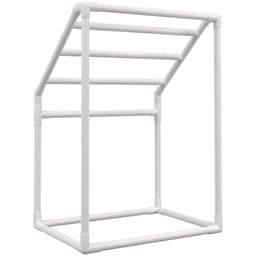 image-VEVOR Towel Rack, 5 Bars Outdoor PVC Towel Holder, Freestanding Pool Towel Hanger Stand with Clips, Bag & Hook, Outdoor Indoor Quilt Drying Rack Organizer, Ideal for Poolside, Bathroom, Spa, White