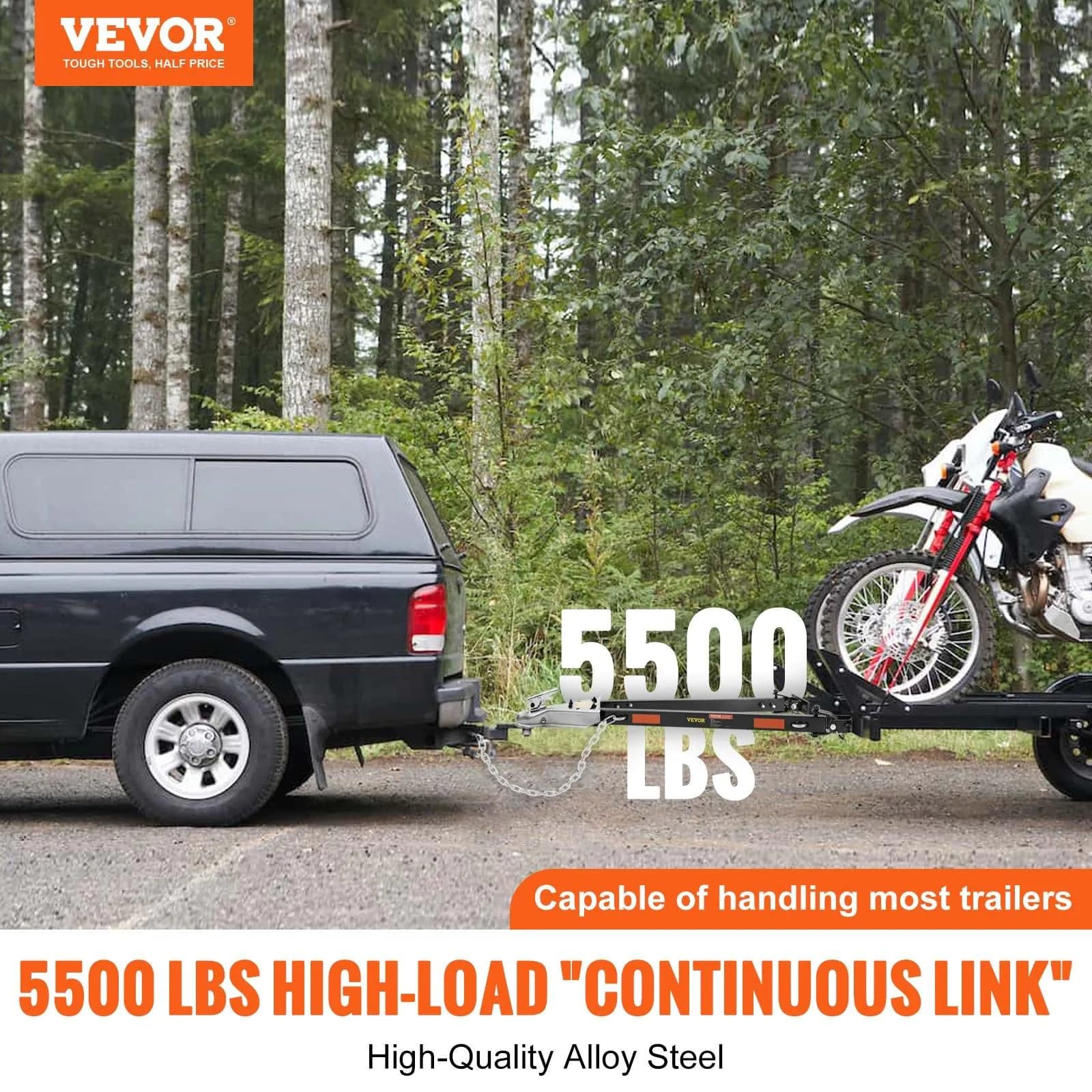 image-VEVOR Universal Tow Bar - 5500 lbs Capacity with Chains 2" Coupler