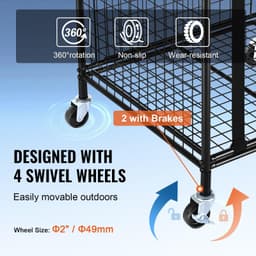 image-VEVOR Rolling Sports Ball Storage Cart, Lockable Basketball Cage with Elastic Straps, Sport Equipment Holder Organizer for Indoor Outdoor, Steel Storage Rack for Garages, Playgroup, Gym and Schools