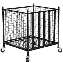 image-VEVOR Rolling Sports Ball Storage Cart, Lockable Basketball Cage with Elastic Straps, Sport Equipment Holder Organizer for Indoor Outdoor, Steel Storage Rack for Garages, Playgroup, Gym and Schools
