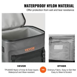 image-VEVOR Soft Cooler Bag, 30 Cans Soft Sided Cooler Bag Leakproof with Zipper, Waterproof Soft Cooler Insulated Bag, Lightweight & Portable Collapsible Cooler for Beach, Hiking, Picnic, Camping, Travel