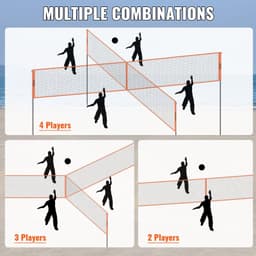 image-VEVOR 4-Way Volleyball Net, Adjustable Height Badminton Net Set for Backyard Beach Lawn, Outdoor Portable Volleyball Net with Carrying Bag, 4 Square Quick Assemble Game Set For Kids And Adults