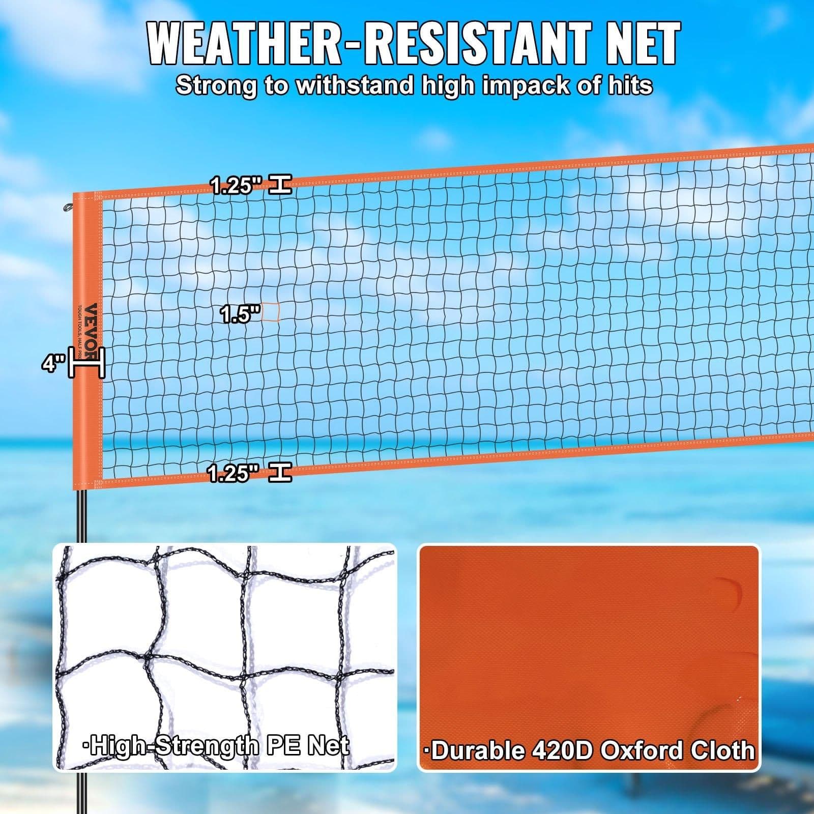 image-VEVOR 4-Way Volleyball Net, Adjustable Height Badminton Net Set for Backyard Beach Lawn, Outdoor Portable Volleyball Net with Carrying Bag, 4 Square Quick Assemble Game Set For Kids And Adults
