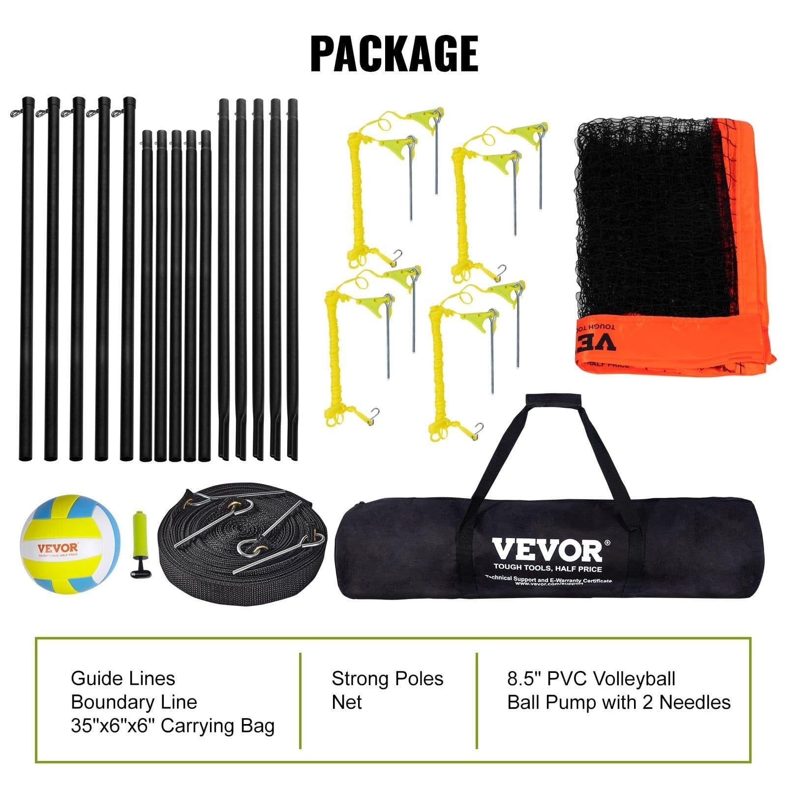 image-VEVOR 4-Way Volleyball Net, Adjustable Height Badminton Net Set for Backyard Beach Lawn, Outdoor Portable Volleyball Net with Carrying Bag, 4 Square Quick Assemble Game Set For Kids And Adults