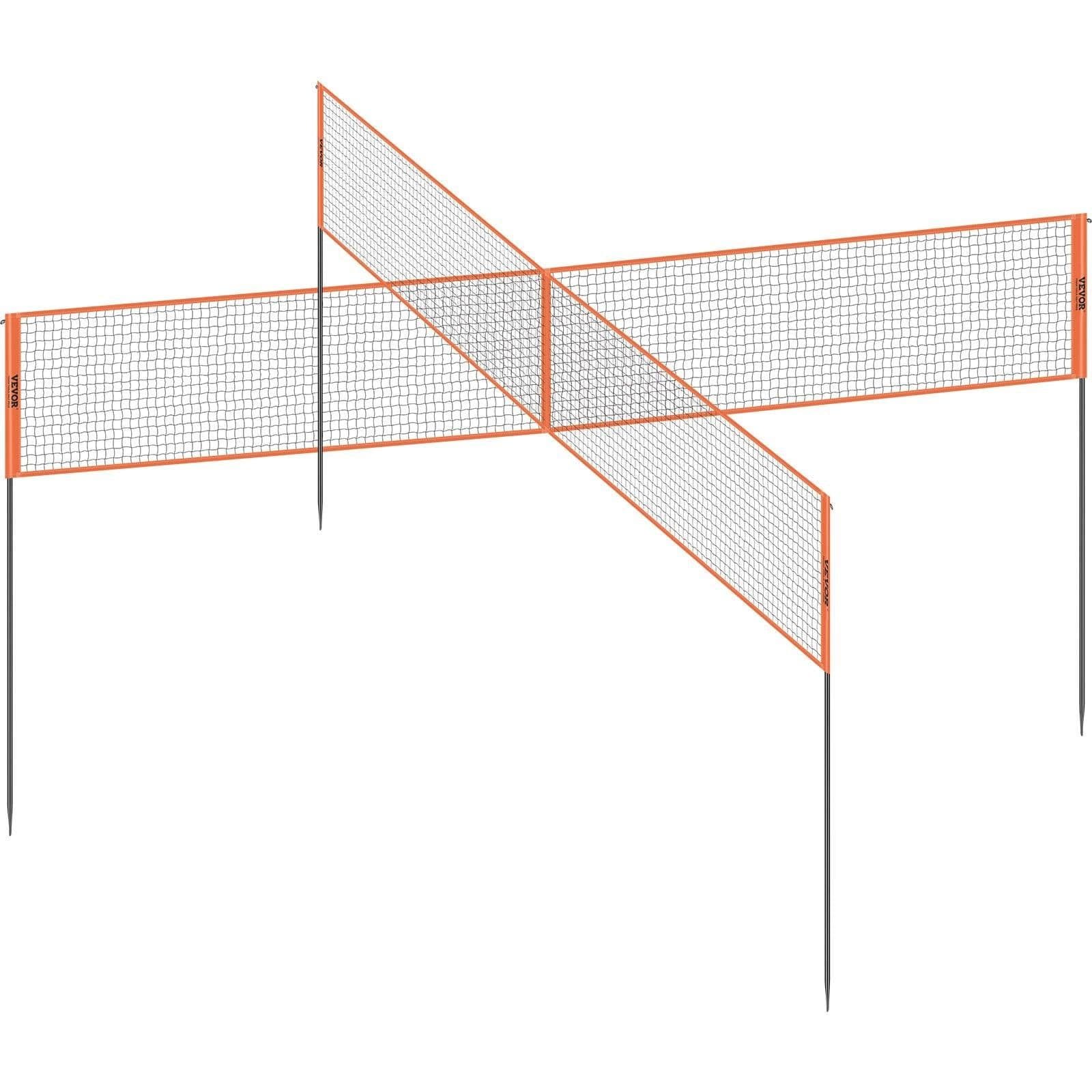 image-VEVOR 4-Way Volleyball Net, Adjustable Height Badminton Net Set for Backyard Beach Lawn, Outdoor Portable Volleyball Net with Carrying Bag, 4 Square Quick Assemble Game Set For Kids And Adults