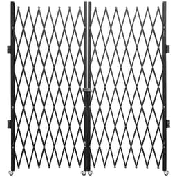 image-VEVOR Double Folding Security Gate, 6-1/2' H x 12' W Folding Door Gate, Steel Accordion Security Gate, Flexible Expanding Security Gate, 360° Rolling Barricade Gate, Scissor Gate or Door with Keys