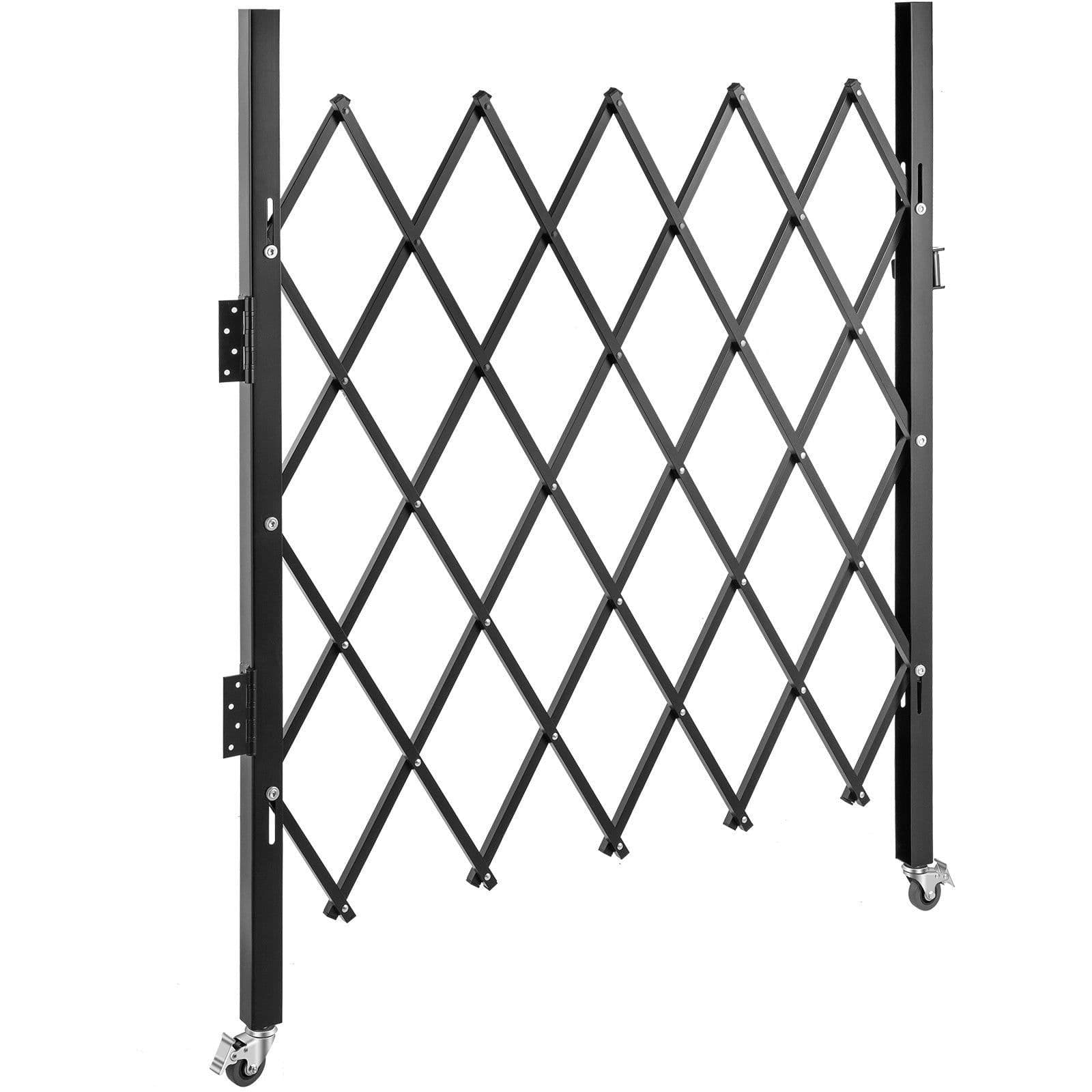 image-VEVOR Single Folding Security Gate, 5' H x 5-1/2' W Folding Door Gate, Steel Accordion Security Gate, Flexible Expanding Security Gate, 360° Rolling Barricade Gate, Scissor Gate/Door with Padlock