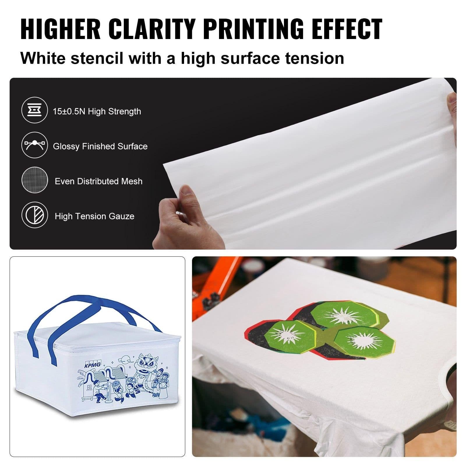 image-VEVOR Screen Printing Kit, 6 Pieces Aluminum Silk Screen Printing Frames, 18x20inch Silk Screen Printing Frame with 160 Count Mesh, High Tension Nylon Mesh and Sealing Tape for T-shirts DIY Printing