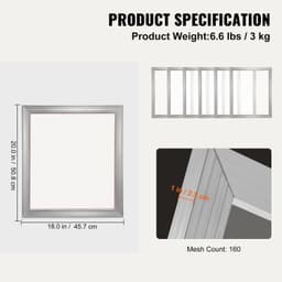image-VEVOR Screen Printing Kit, 6 Pieces Aluminum Silk Screen Printing Frames, 18x20inch Silk Screen Printing Frame with 160 Count Mesh, High Tension Nylon Mesh and Sealing Tape for T-shirts DIY Printing