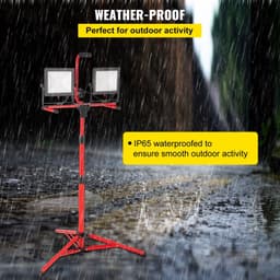 image-VEVOR LED Work Light with Stand, 2PCS 10000 Lumen Dual-head LED Work Light with 27.6"-68.1" Adjustable and Foldable Tripod Stand, IP65 Waterproofed LED Tripod Work Light, with 5000 K Color Temperatu