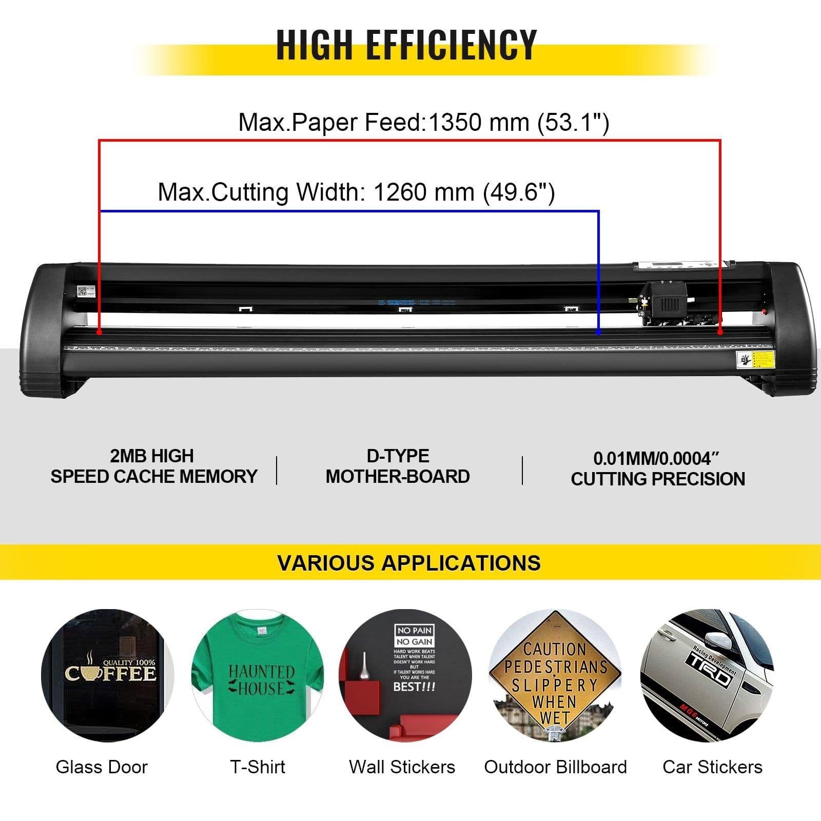 image-VEVOR 8-in-1 Heat Press 15"x15" & 53" Vinyl Cutter Plotter Bundle