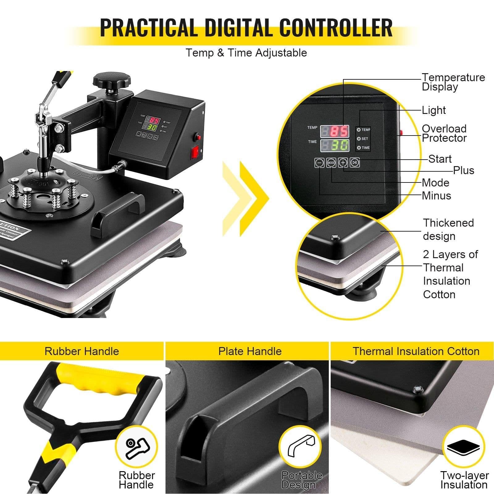 image-VEVOR 8-in-1 Heat Press 15"x15" & 53" Vinyl Cutter Plotter Bundle