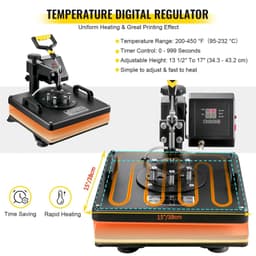 image-VEVOR 8-in-1 Heat Press 15"x15" & 53" Vinyl Cutter Plotter Bundle
