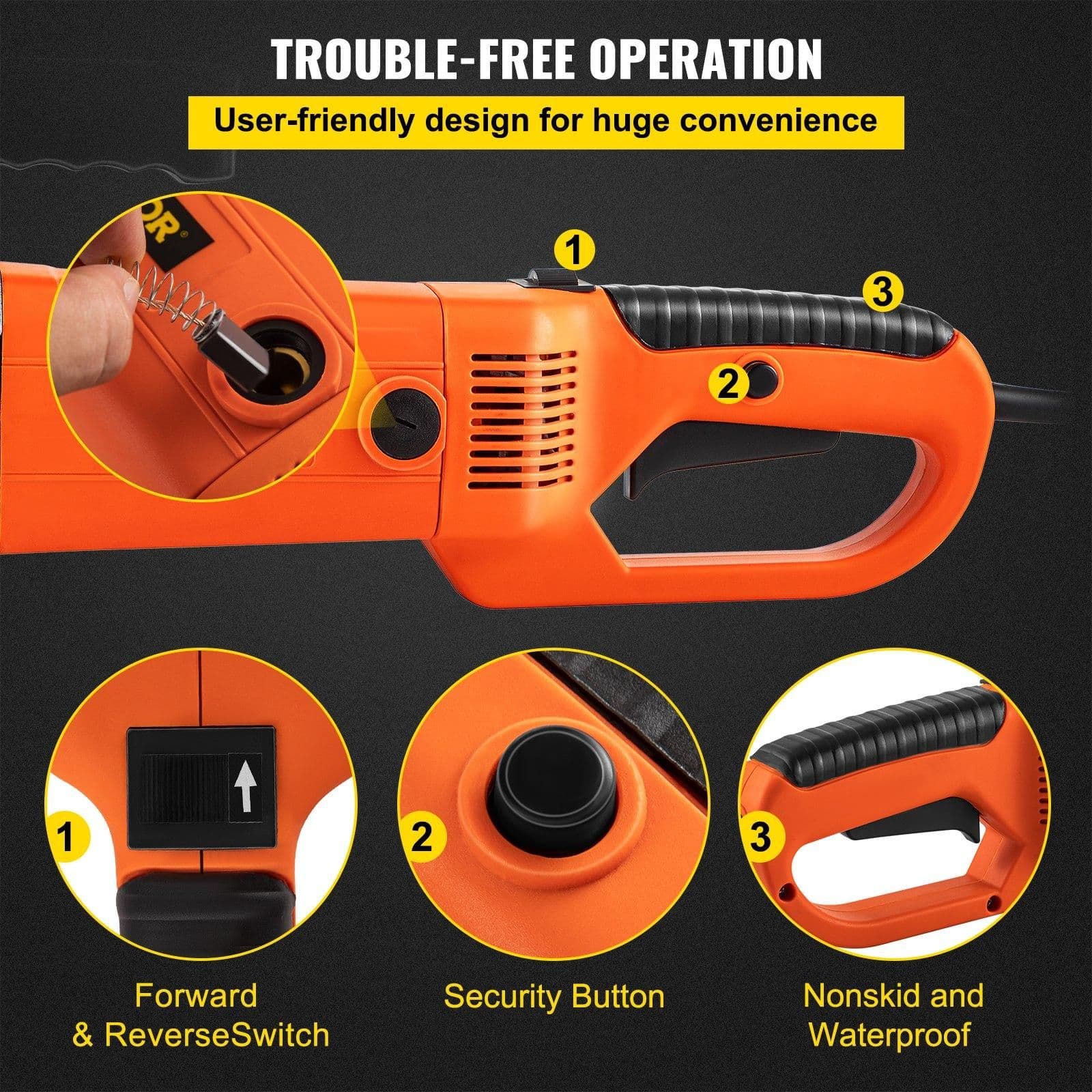 image-VEVOR Electric Pipe Threader, 2300W Pipe Threading Machine with 6 Dies 1/2"-2", 110V Hand-held Pipe Threader Machine with Copper Motor, Portable Electric Pipe Threading Kit with Carrying Case